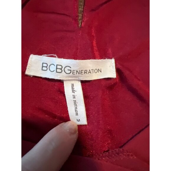 BCBGeneration Draped Pocket V-Neck Cocktail Dress Size M Burgundy - Picture 6 of 9